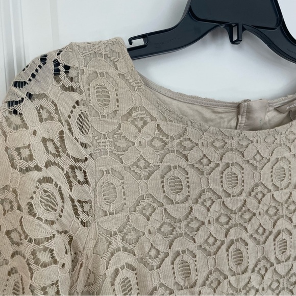 Banana Republic Eyelet Lace Sheath Dress Beige Size 4 - Picture 5 of 9